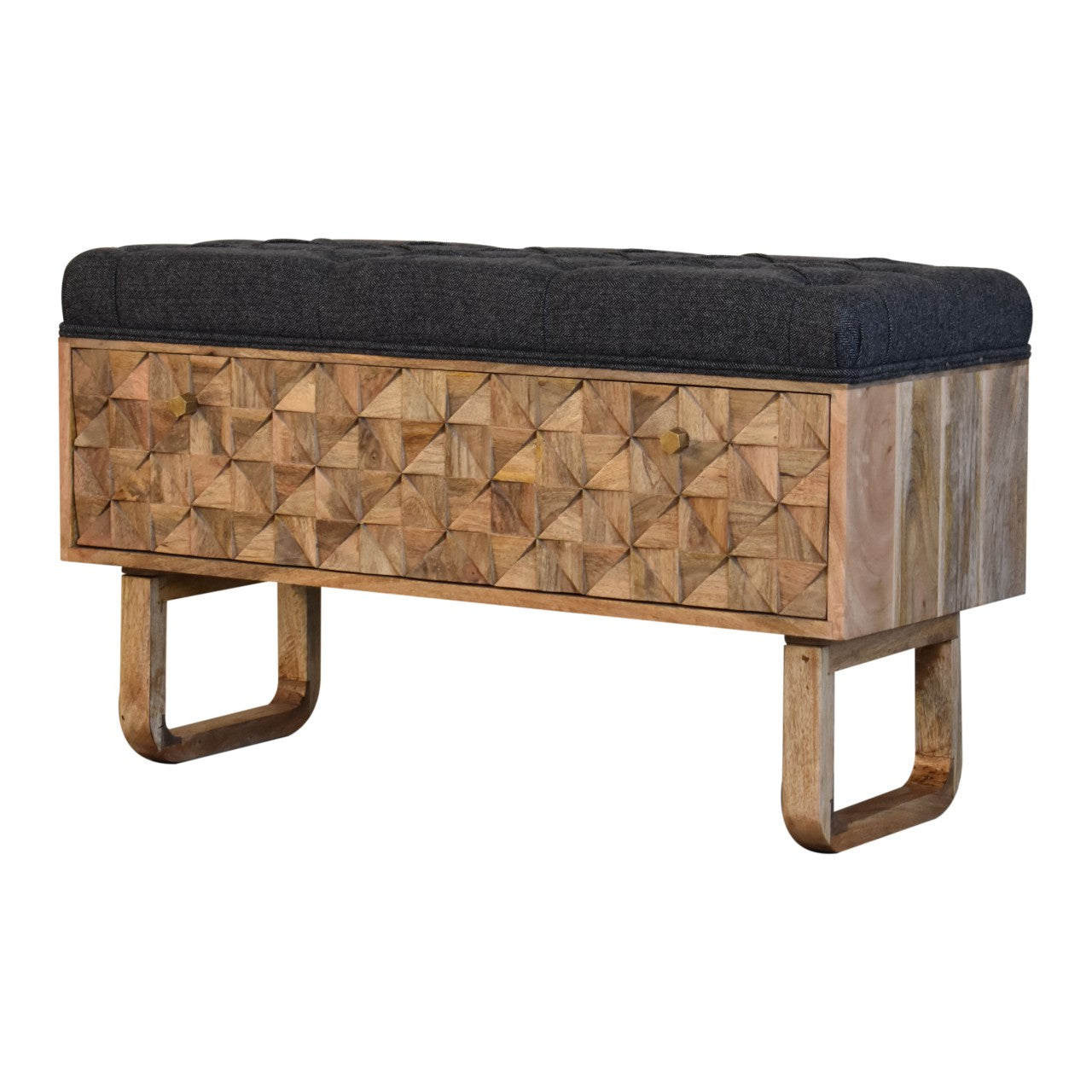 'U' Black Tweed Diamond Bench | Oak-Ish