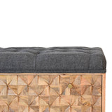 'U' Black Tweed Diamond Bench | Oak-Ish