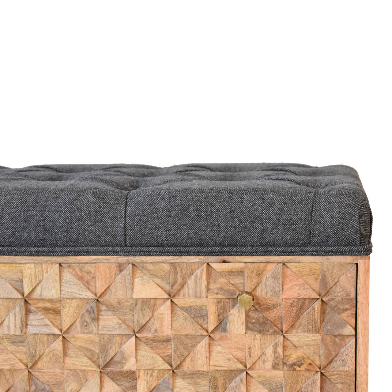 'U' Black Tweed Diamond Bench | Oak-Ish