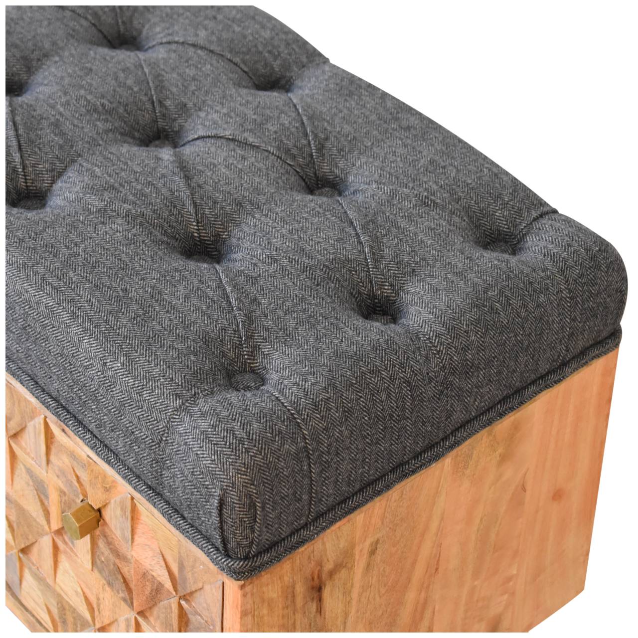 'U' Black Tweed Diamond Bench | Oak-Ish