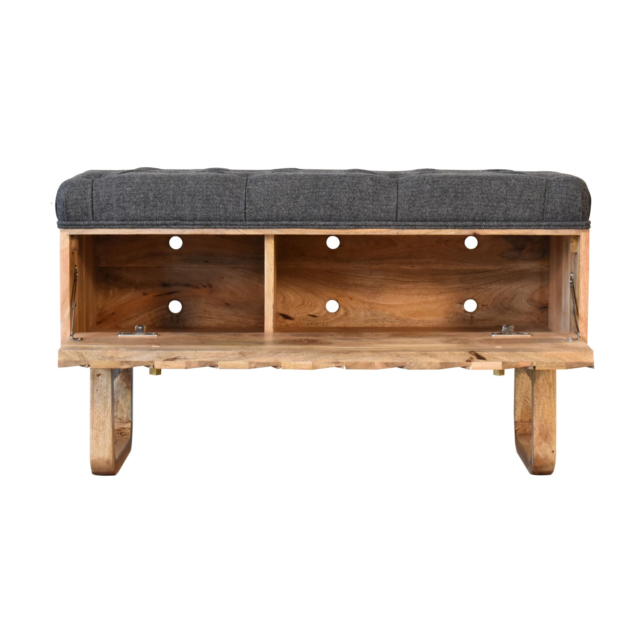 'U' Black Tweed Diamond Bench | Oak-Ish