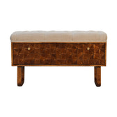 'U' Chestnut Diamond Bench | Linen