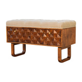 'U' Chestnut Diamond Bench | Linen