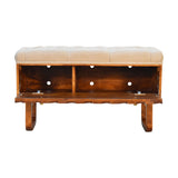 'U' Chestnut Diamond Bench | Linen