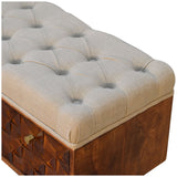 'U' Chestnut Diamond Bench | Linen