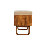 'U' Chestnut Diamond Bench | Linen