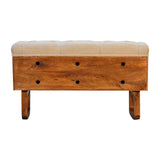 'U' Chestnut Diamond Bench | Linen