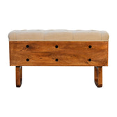 'U' Chestnut Diamond Bench | Linen