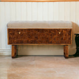 'U' Chestnut Diamond Bench | Linen