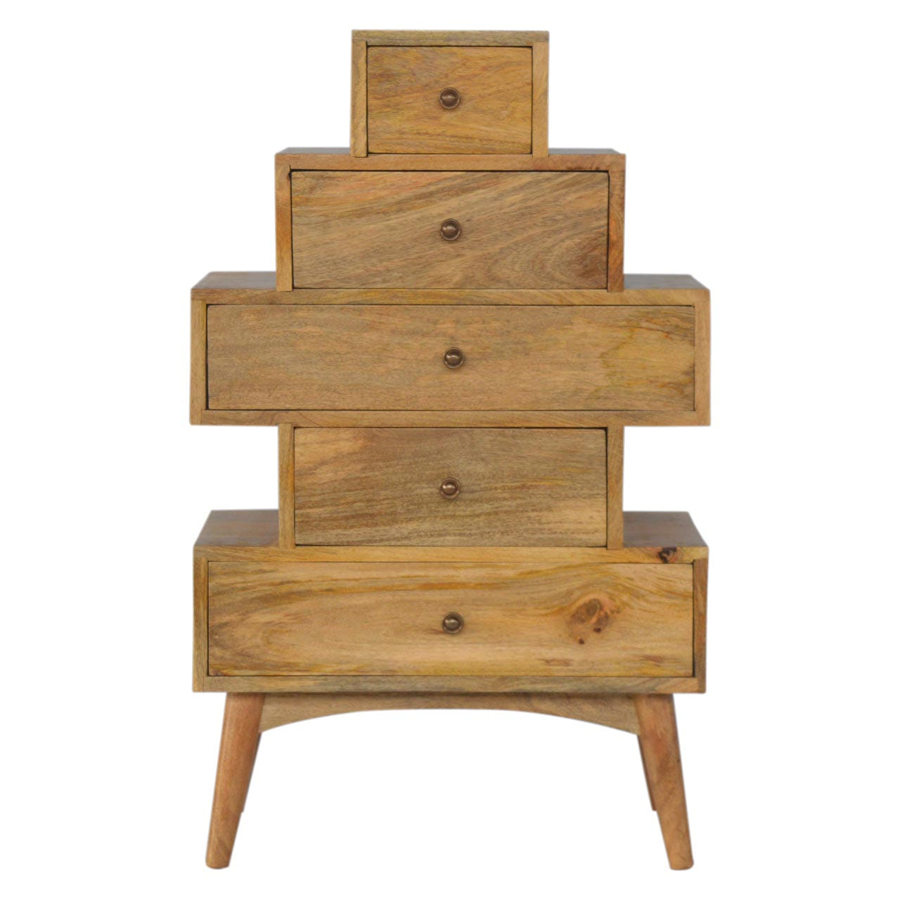 Solid Wood Tower Chest of Drawers | Oak-Ish Solid Mango Wood Default Title