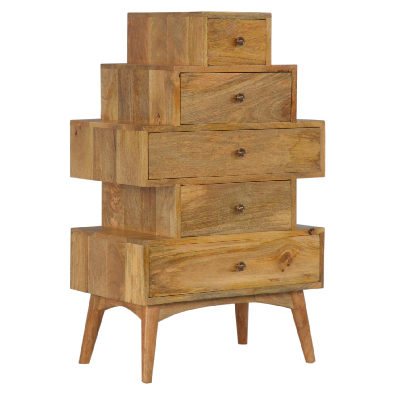Solid Wood Tower Chest of Drawers | Oak-Ish Solid Mango Wood