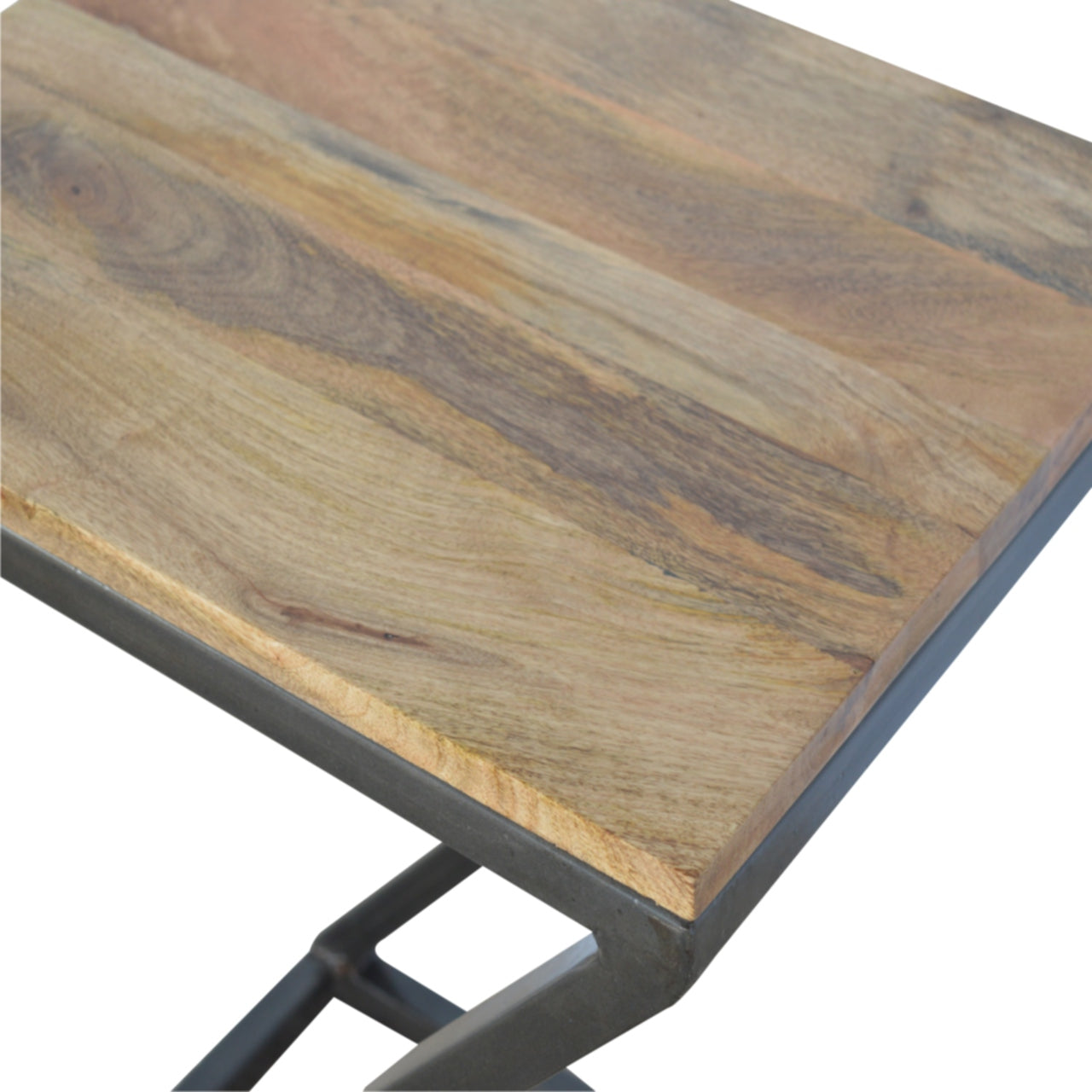 Side Table with Iron Base Accent Piece | Iron & Mango Wood