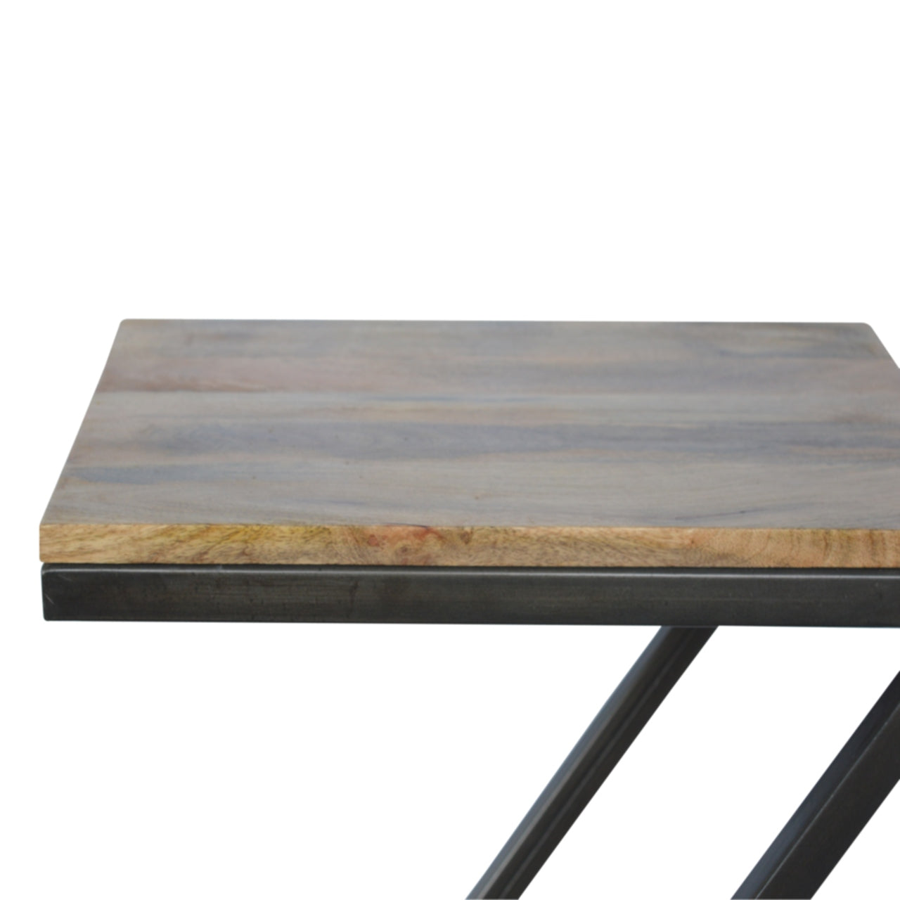 Side Table with Iron Base Accent Piece | Iron & Mango Wood