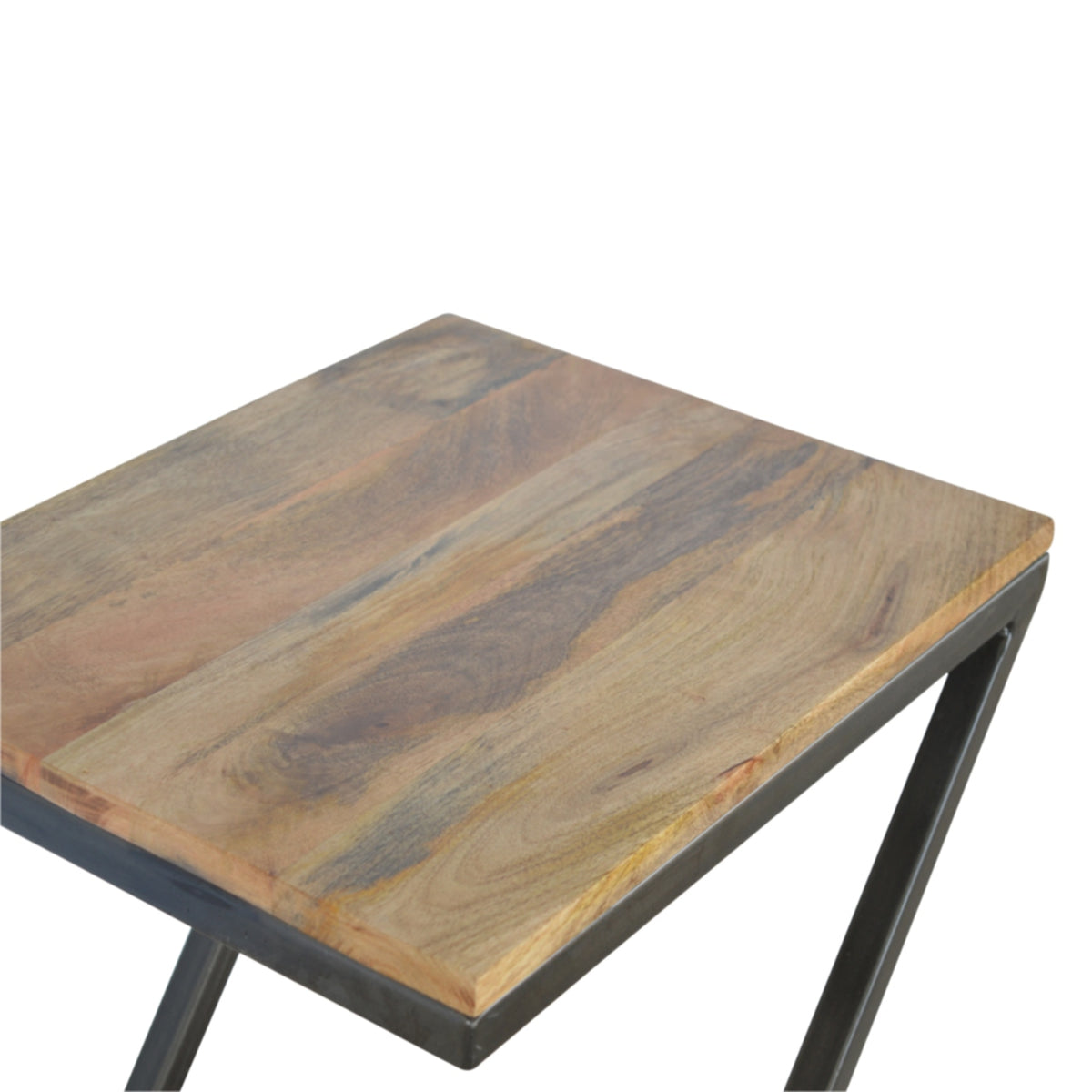 Side Table with Iron Base Accent Piece | Iron & Mango Wood