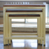 Chunky Gold Stool Set of 3 Footstool | Chestnut Mango Wood