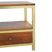 Media Unit With Gold Base | Chestnut Mango Wood