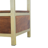 Media Unit With Gold Base | Chestnut Mango Wood