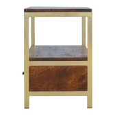 Media Unit With Gold Base | Chestnut Mango Wood