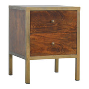 Gold Iron Frame Bedside Table | Iron & Mango Wood