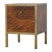 Gold Iron Frame Bedside Table | Iron & Mango Wood