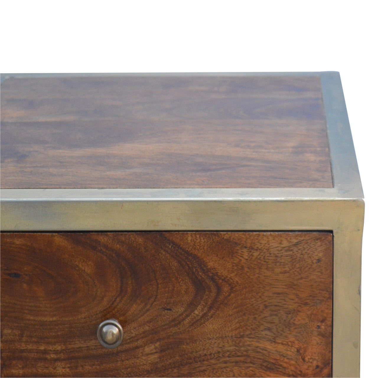 Gold Iron Frame Bedside Table | Iron & Mango Wood