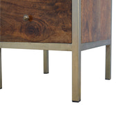 Gold Iron Frame Bedside Table | Iron & Mango Wood
