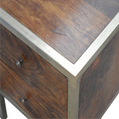 Gold Iron Frame Bedside Table | Iron & Mango Wood