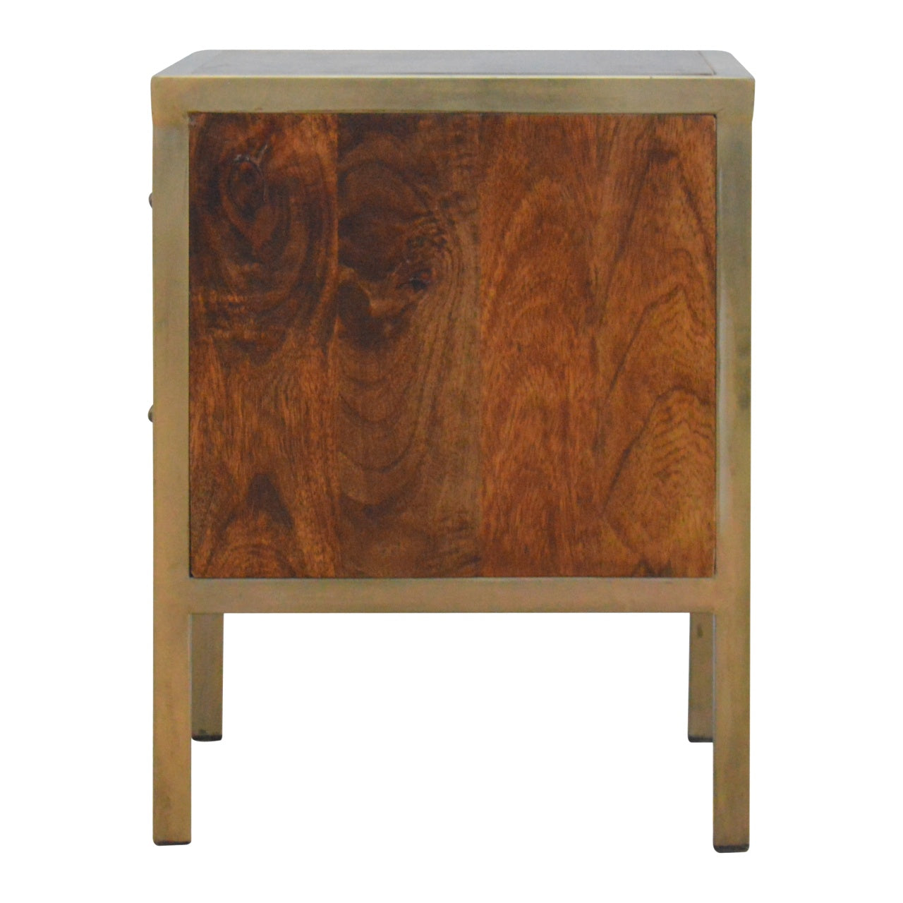 Gold Iron Frame Bedside Table | Iron & Mango Wood