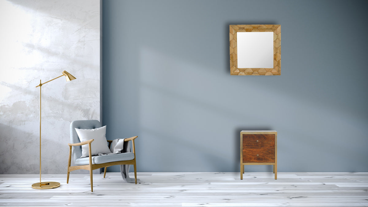 Gold Iron Frame Bedside Table | Iron & Mango Wood