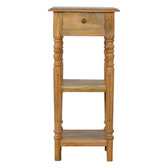 Turned Leg Telephone Table Accent Piece | Oak-Ish Solid Mango Wood