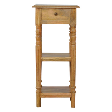 Turned Leg Telephone Table Accent Piece | Oak-Ish Solid Mango Wood