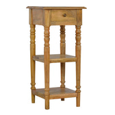 Turned Leg Telephone Table Accent Piece | Oak-Ish Solid Mango Wood