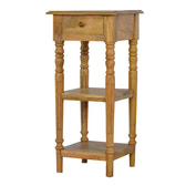 Turned Leg Telephone Table Accent Piece | Oak-Ish Solid Mango Wood