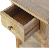 Turned Leg Telephone Table Accent Piece | Oak-Ish Solid Mango Wood