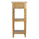 Turned Leg Telephone Table Accent Piece | Oak-Ish Solid Mango Wood
