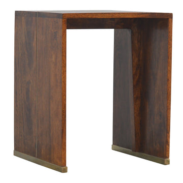 Chestnut End Table with Gold Inlay Chest of Drawers