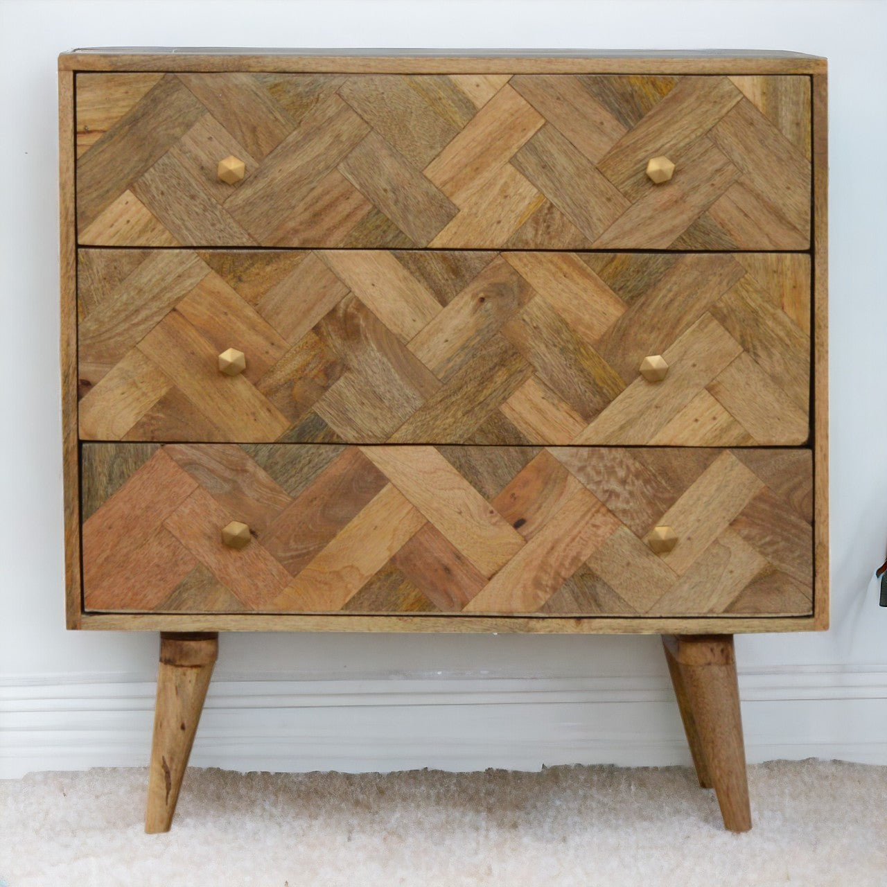 3 Drawer Zig-Zag Patterned Patchwork Chest
