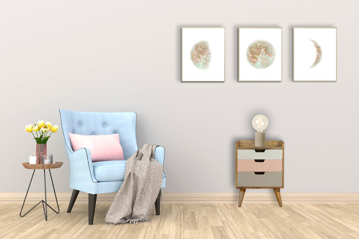 Pink Hand Painted Cut out Bedside Table | Hand-Painted Mango Wood