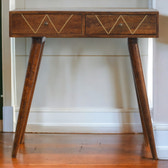 Geometric Brass Console Table | Chestnut Mango Wood