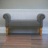 Black Tweed Bench with Turned Feet
