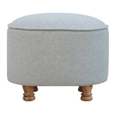 Light Grey Tweed Oval Footstool