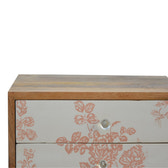 Pink Floral Screen Printed Bedside Table