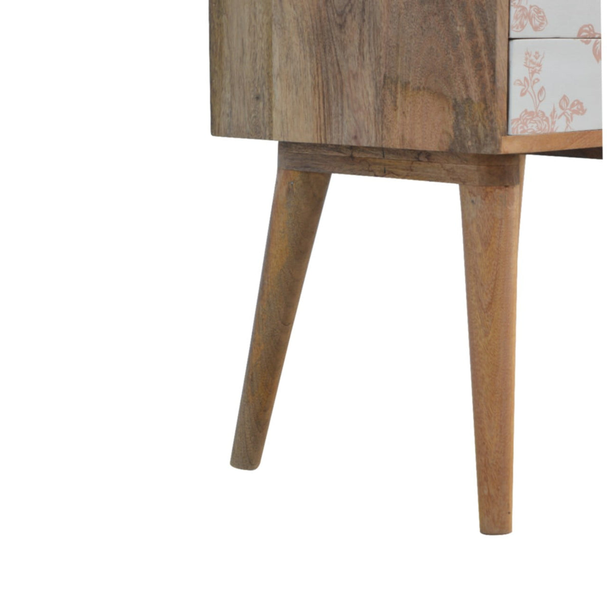 Pink Floral Screen Printed Bedside Table