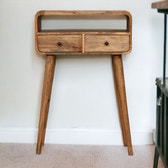 Mini Curved Oak-ish Console Table