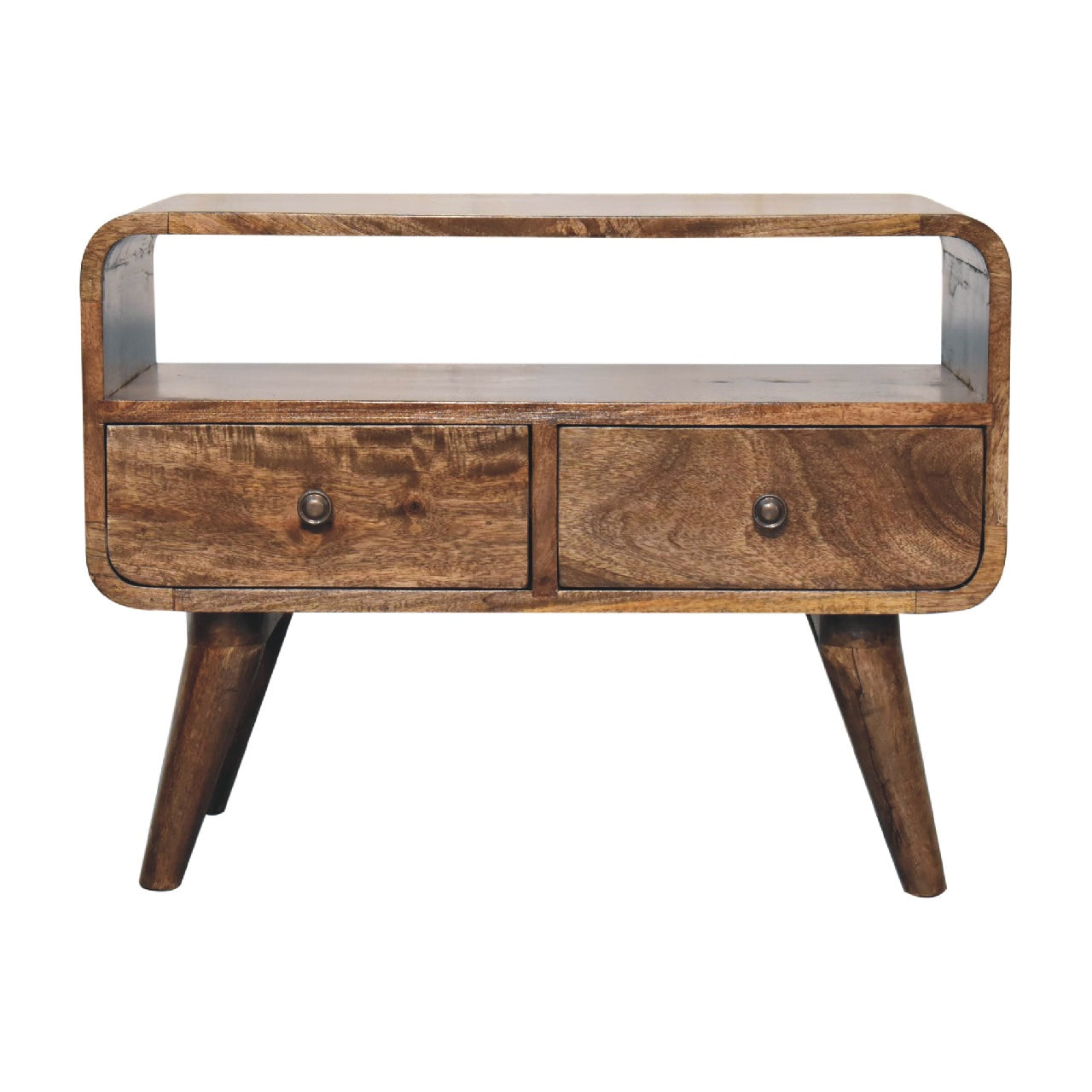 Mini Grey Washed Curved TV Media Unit