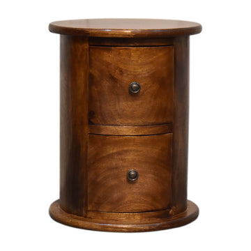 Mini Chestnut 2-Drawer Drum Storage Bench