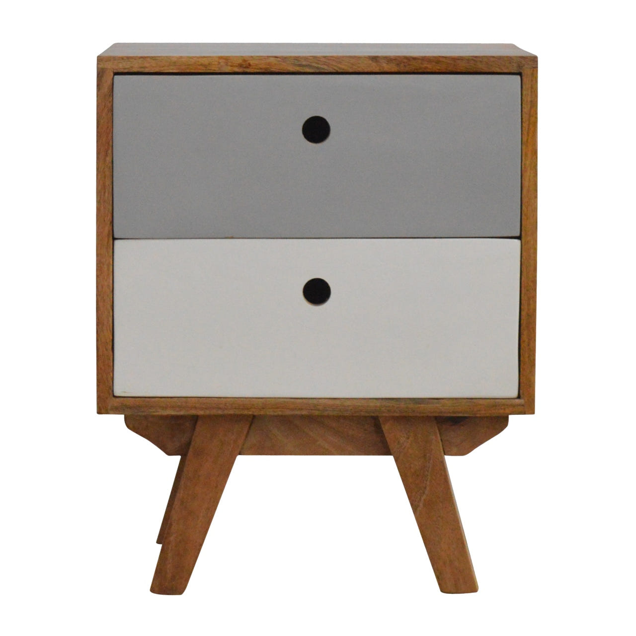 Two Tone Hand Painted Bedside Table | Hand-Painted Mango Wood