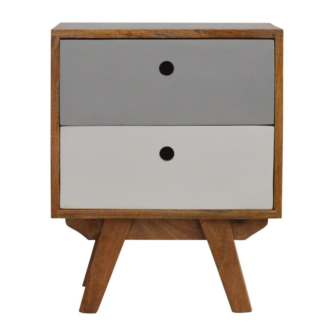 Two Tone Hand Painted Bedside Table | Hand-Painted Mango Wood