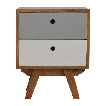 Two Tone Hand Painted Bedside Table | Hand-Painted Mango Wood