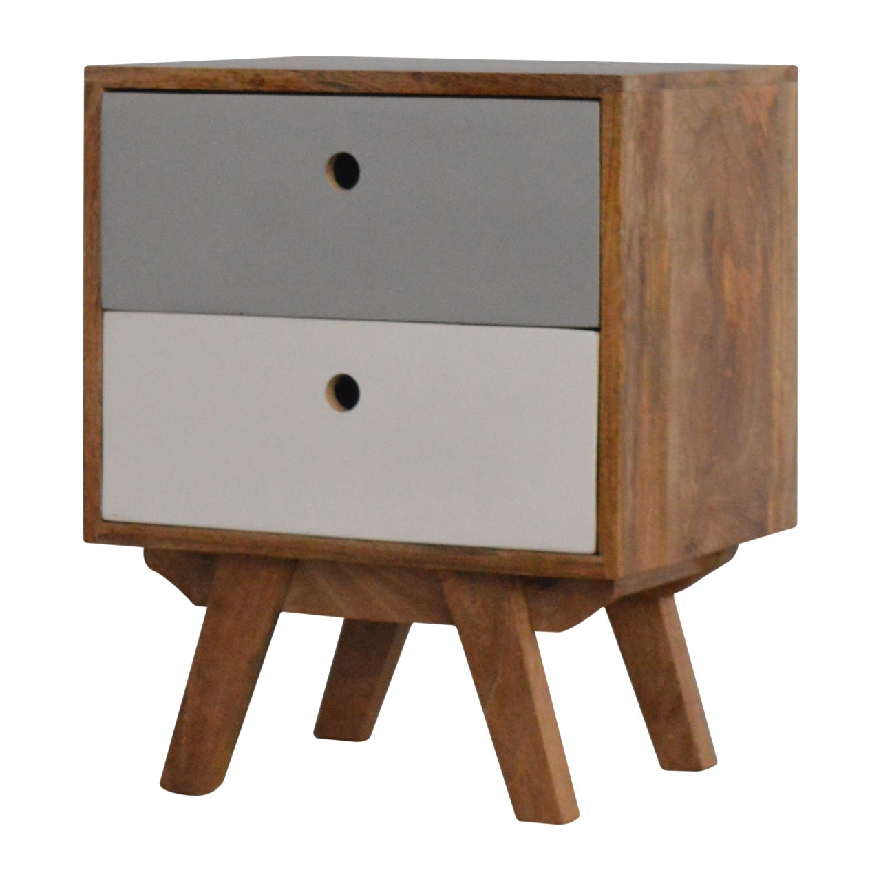 Two Tone Hand Painted Bedside Table | Hand-Painted Mango Wood